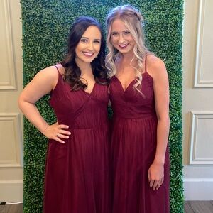 Hayley Paige Occasions Tulle Burgundy Formal Dresss